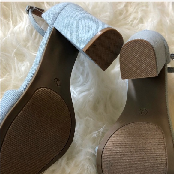 Rampage denim block heels strap embellished bees - Picture 4 of 5